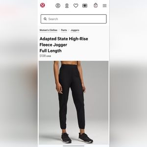 Lululemon Adapted State Fleece Joggers